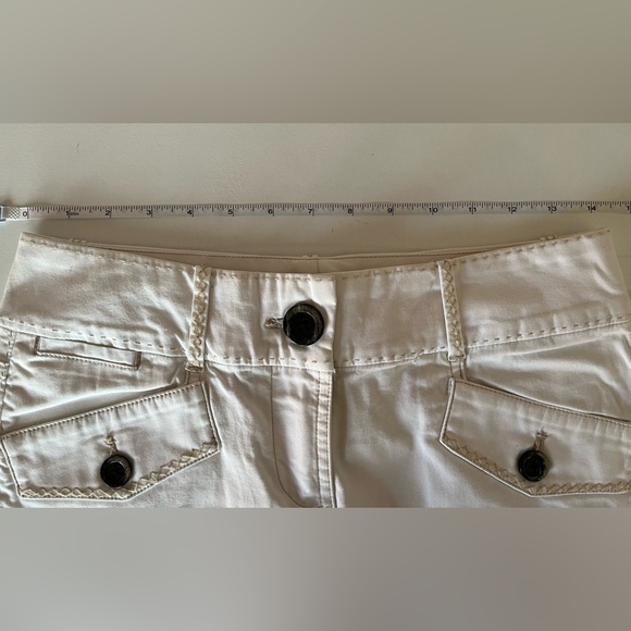 White House Black Market Mini Straight Skirt Ivory Denim Contrast stitching 2 - Picture 6 of 8